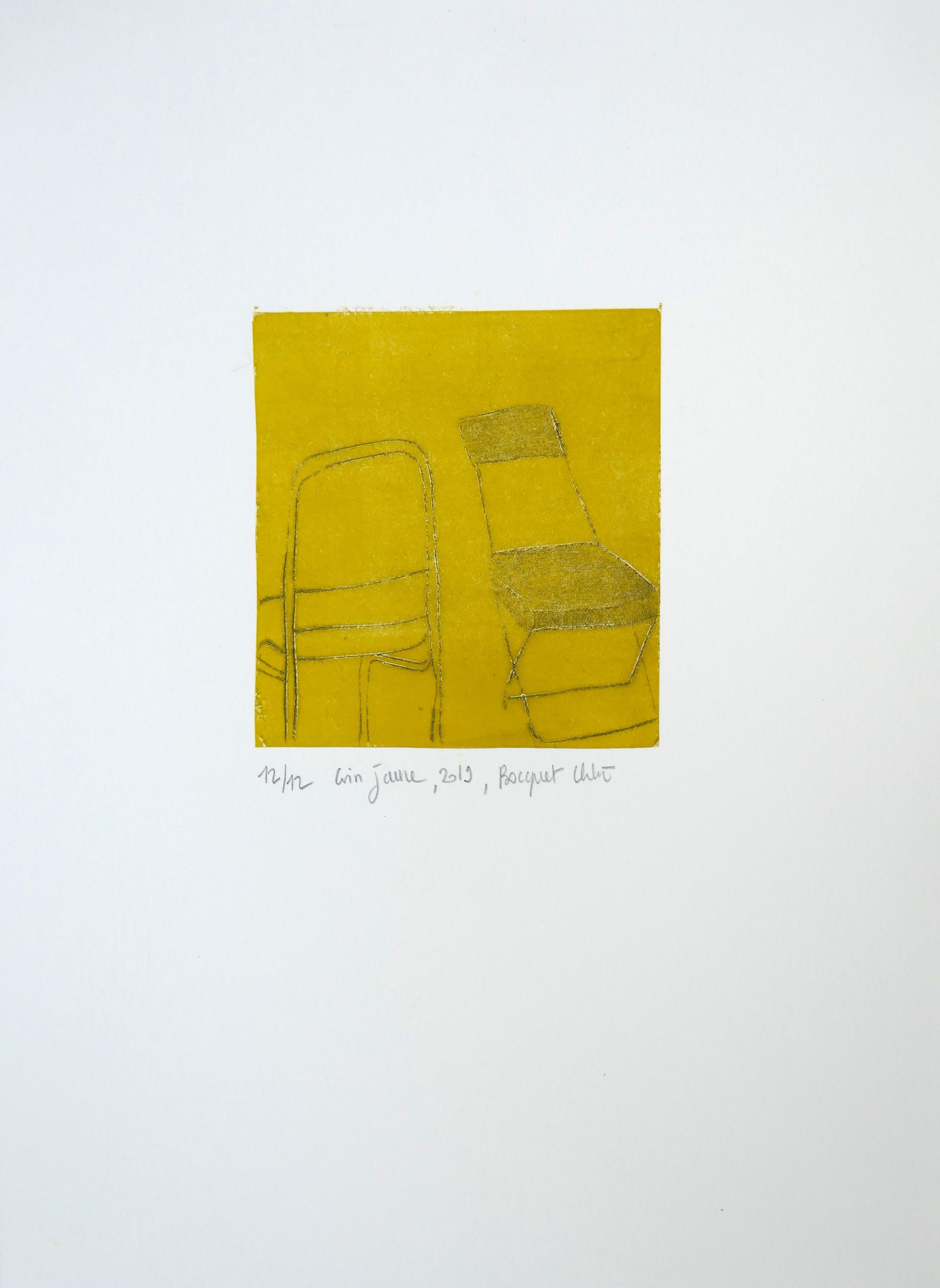 Coin jaune, 2019, drypoint, image size 12,5x12 cm, paper size 38x28 cm, edition of 12