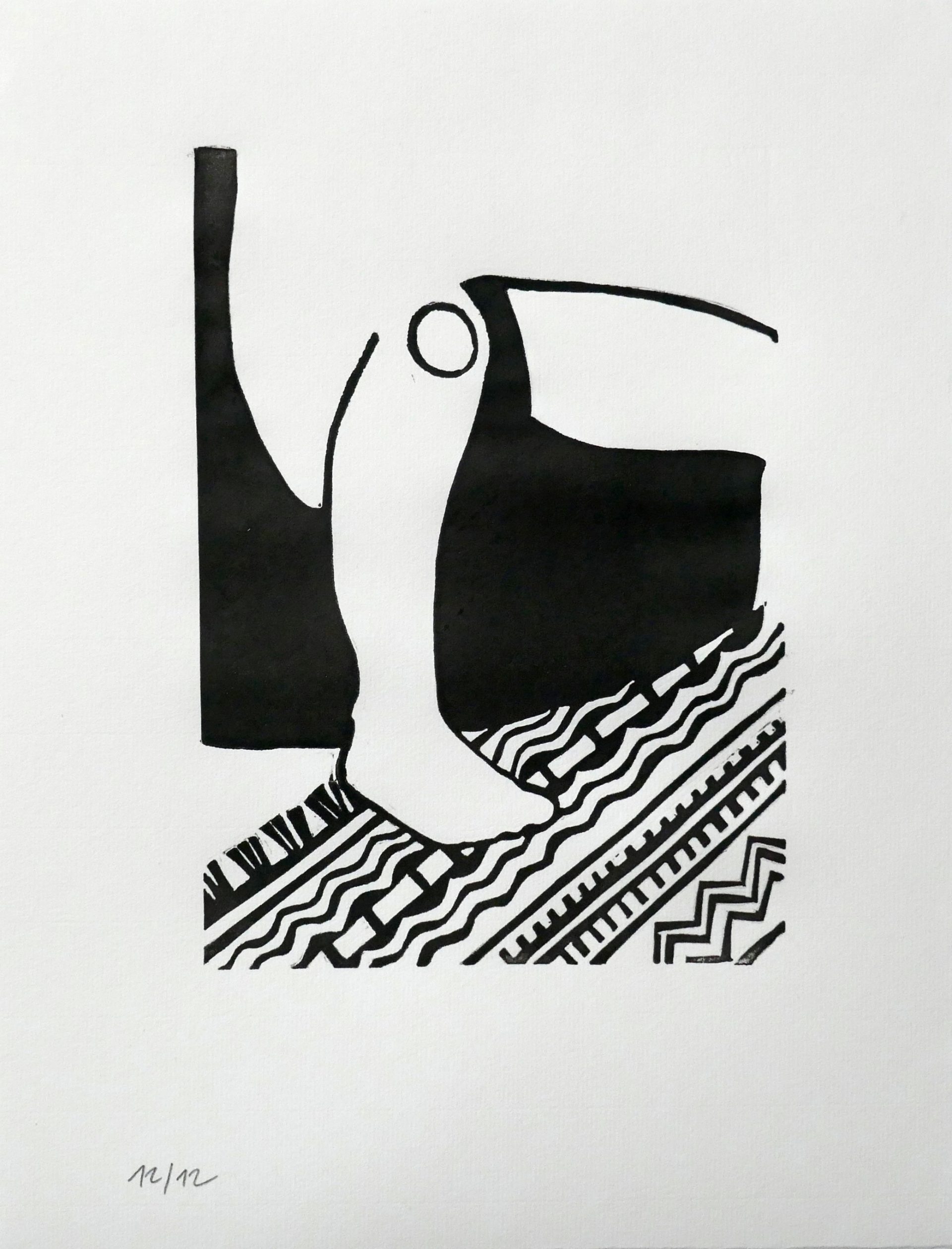 Genoux plié, 2019, linocut, image size 21x15 cm, paper size 31,5x25 cm, edition of 12