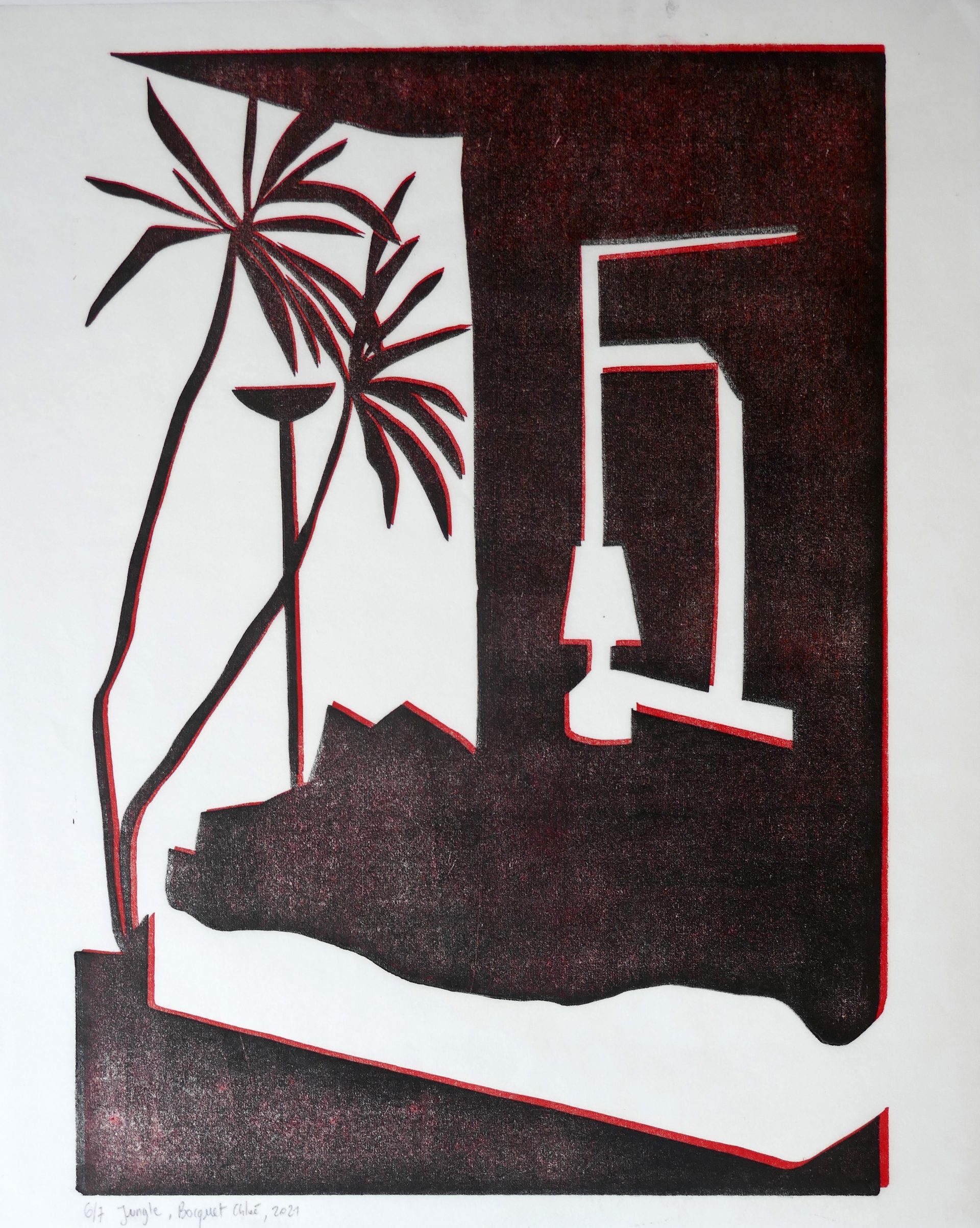 Jungle, 2021, handprinted linocut, image size 42,5x30 cm, paper size 45,5x37 cm, edition of 7
