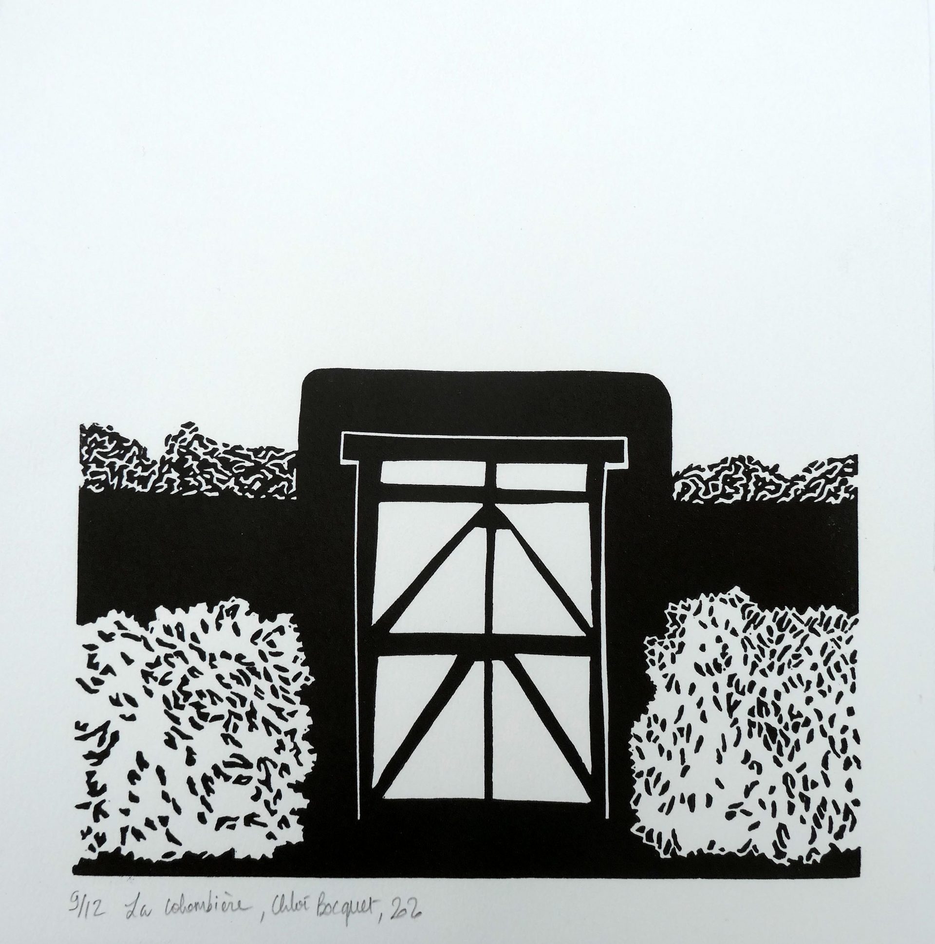 La Colombière, 2020, linocut, image and paper size 25x25 cm, edition of 12
