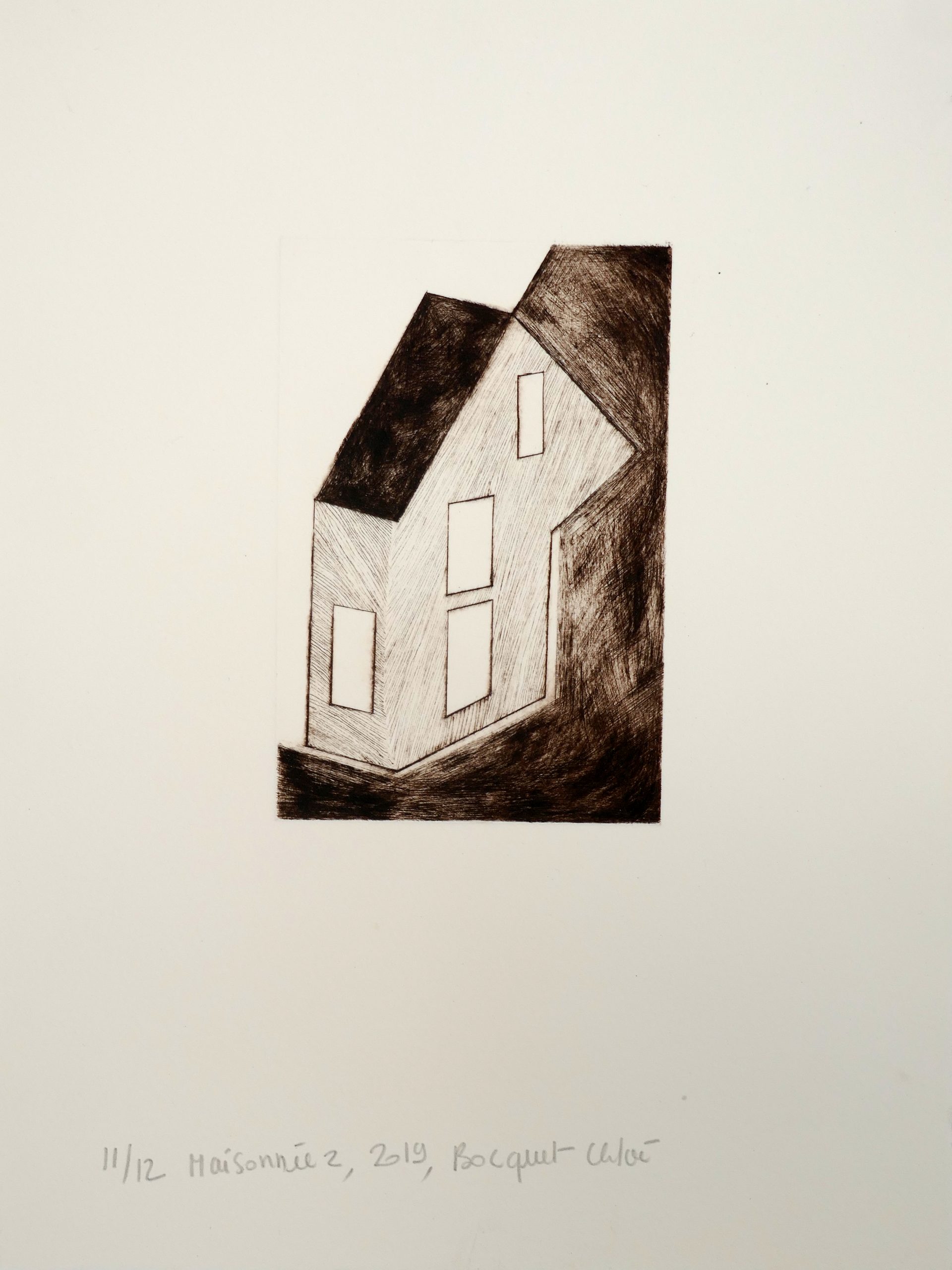 Maisonnée 2, 2019, drypoint, image size 15x10 cm, paper size 33,5x25 cm, edition of 12