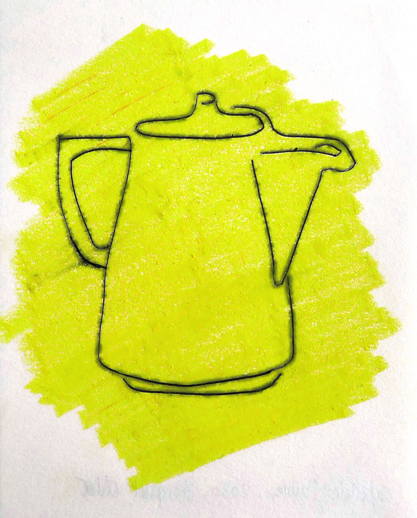 Jaune cafetière, 2019, pastel and ink on paper, 14,5x12 cm